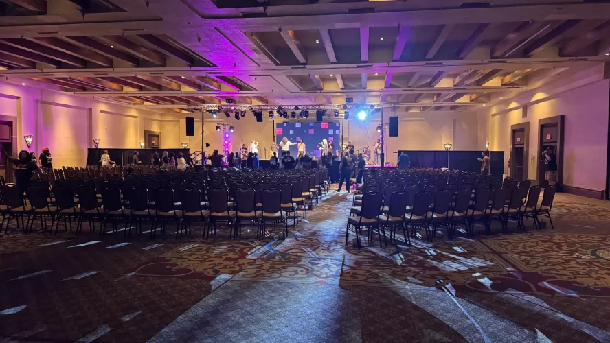 Church event production featuring live sound mixing capabilities and atmospheric lighting design